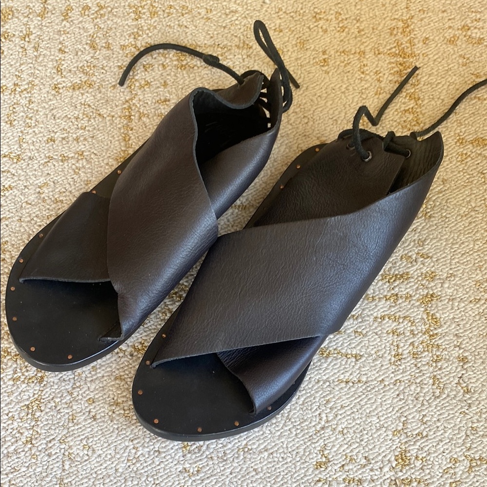 Women's Black Leather Sandals
